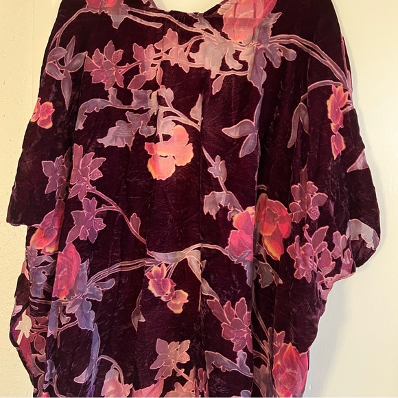 Beautiful Magenta Burgundy Purple Pink Fall Kimono Cardigan Woven Heart One Size - Picture 12 of 14